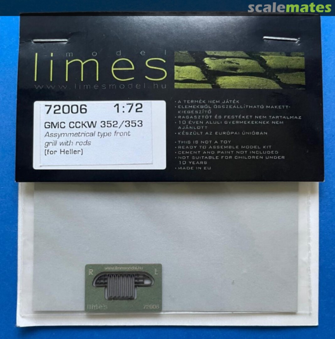 Boxart GMC CCKW 352/353 Assymetrical type front grill with rods 72006 Limes Model Boxart GMC CCKW 352/353 Assymetrical type front grill with rods 72006 Limes Model