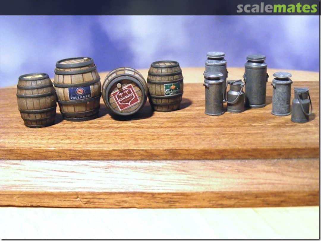 Boxart Beer Barrels & Milk Churns - 10 pcs. & Decals 35150 Reality in Scale Boxart Beer Barrels & Milk Churns - 10 pcs. & Decals 35150 Reality in Scale