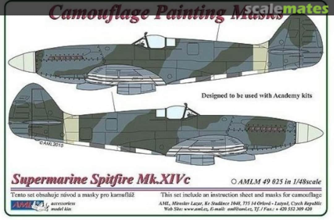 Boxart Supermarine Spitfire Mk.XIVc Camouflage Paint Mask AMLM49025 AML Boxart Supermarine Spitfire Mk.XIVc Camouflage Paint Mask AMLM49025 AML