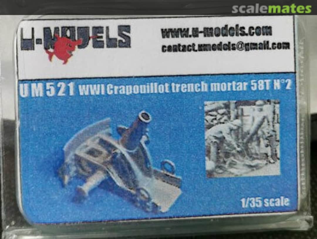 Boxart WWI Crapouillot Trench Mortar 58T N°2 UM 521 U-Models Boxart WWI Crapouillot Trench Mortar 58T N°2 UM 521 U-Models