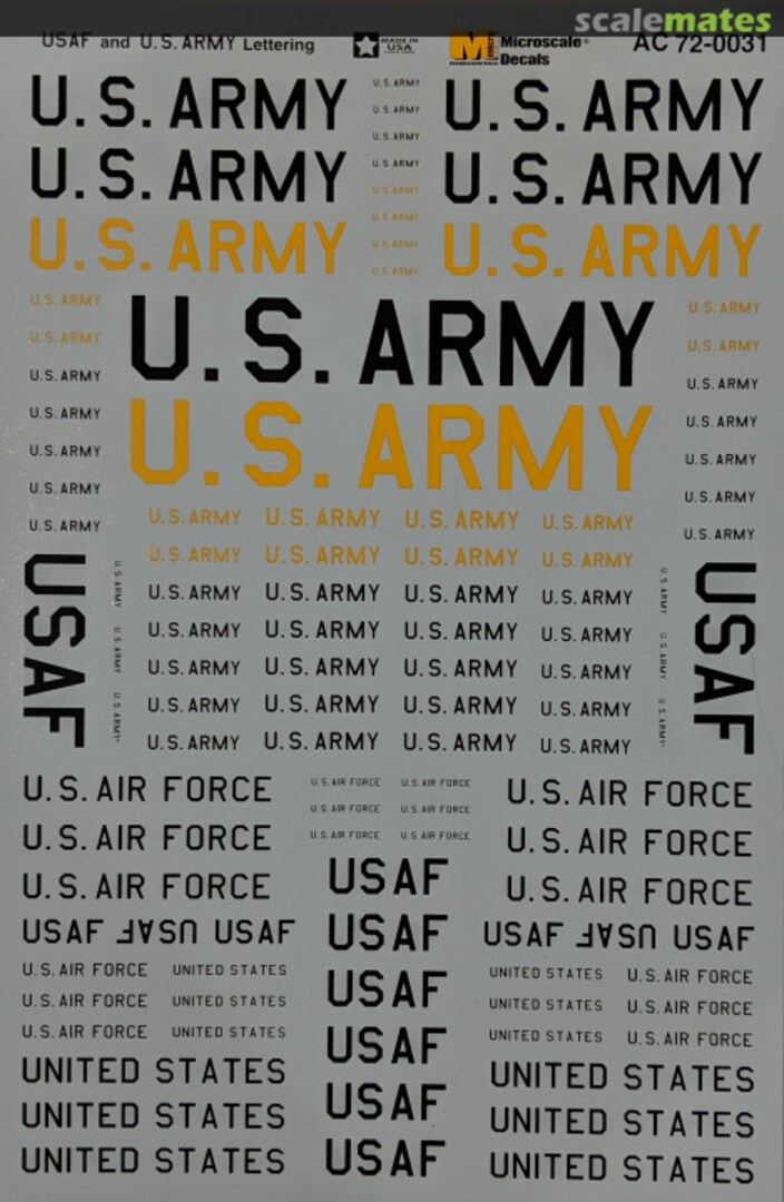 Boxart USAF and US Army Lettering AC72-0031 Microscale