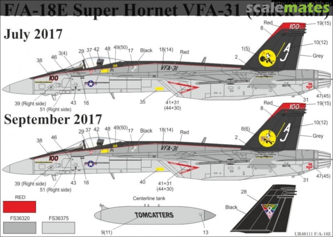 Boxart F/A-18E Super Hornet VFA-31 (black tail) with stencils UR72111 UpRise Decal Boxart F/A-18E Super Hornet VFA-31 (black tail) with stencils UR72111 UpRise Decal