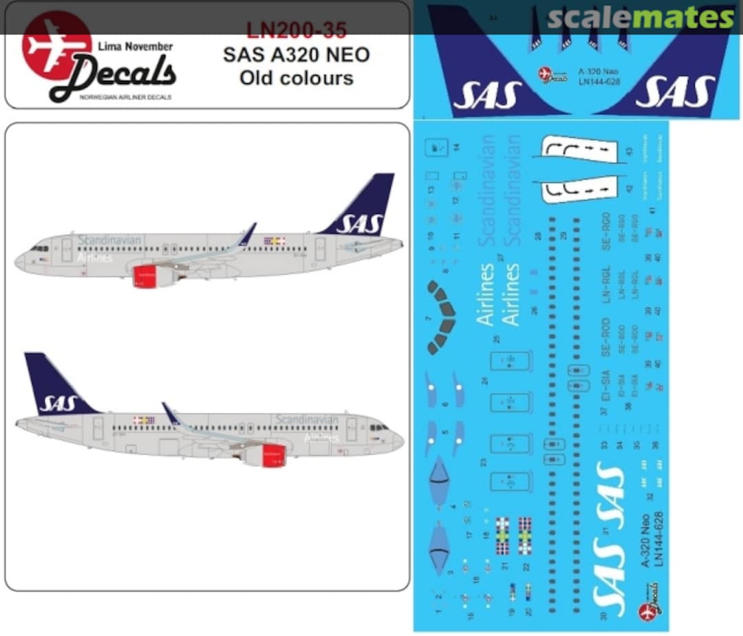 Boxart SAS old cs Airbus A320 NEO LN200-35 Lima November Decals Boxart SAS old cs Airbus A320 NEO LN200-35 Lima November Decals