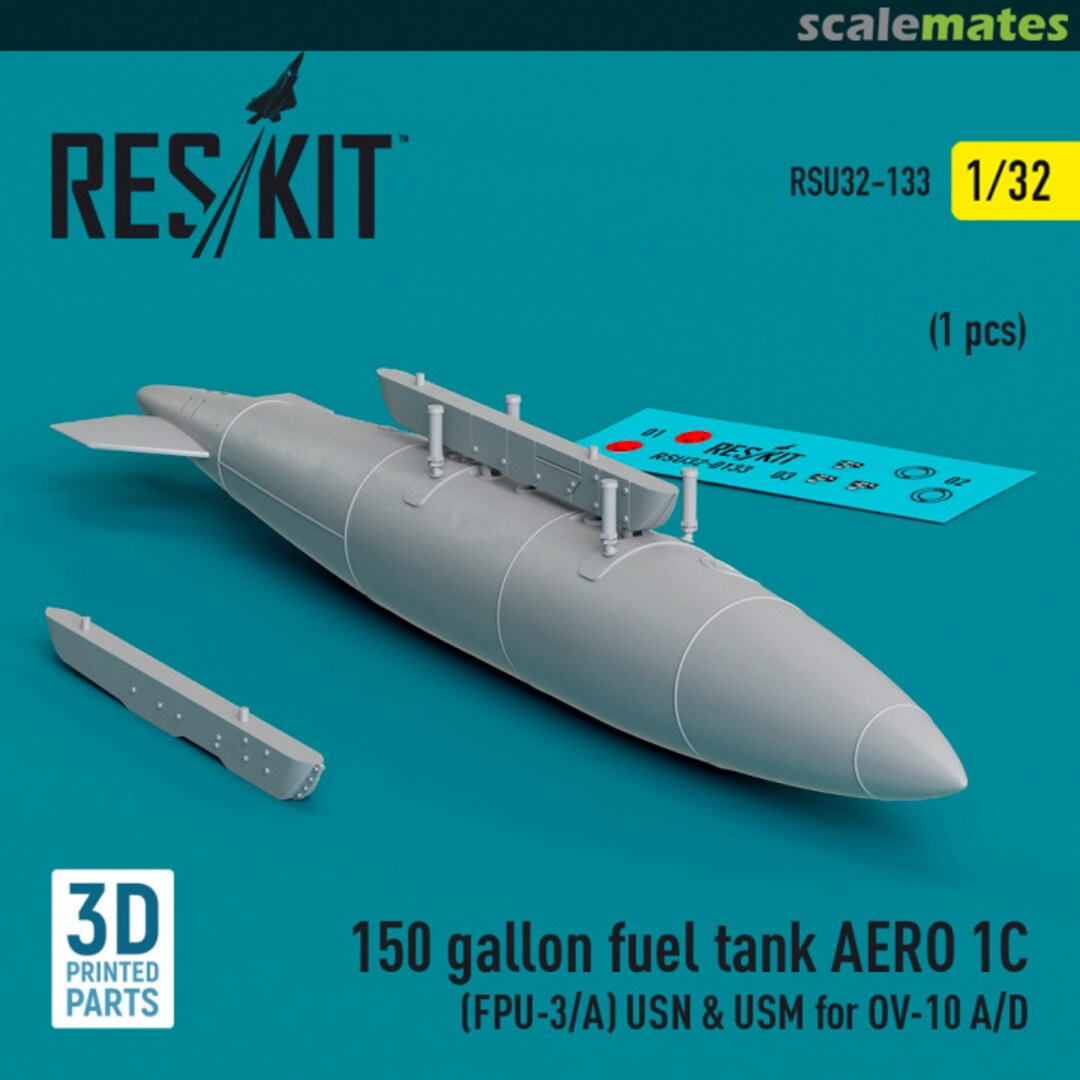Boxart 150 gallon fuel tank AERO 1C (FPU-3/A) USN & USMC (1 pc) (3D Printed) RSU32-0133 ResKit