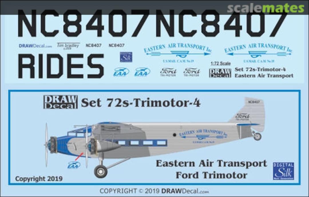 Boxart AT-5 Trimotor - Eastern Air Transport 72-TRIMOTOR-04 Draw Decal