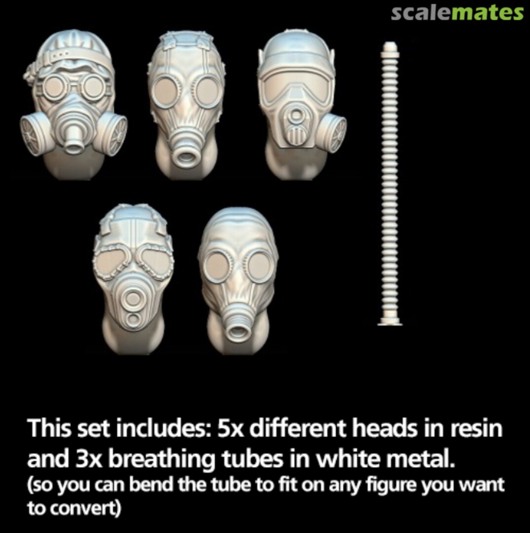 Boxart Heads w/ Gasmasks NYD-H001 Not Yet Dead Miniatures Boxart Heads w/ Gasmasks NYD-H001 Not Yet Dead Miniatures