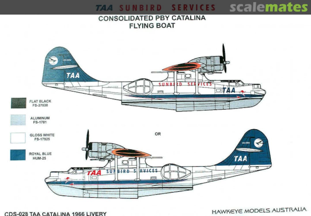 Boxart TAA, Consolidated PBY-5, Sunbird Services, 1966 Livery CDS-028 Hawkeye Models Boxart TAA, Consolidated PBY-5, Sunbird Services, 1966 Livery CDS-028 Hawkeye Models