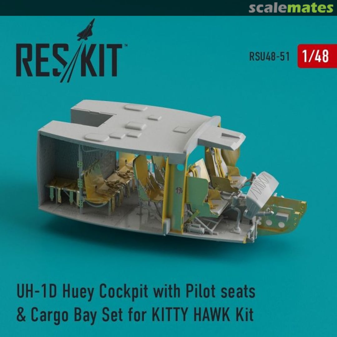 Boxart UH-1D - cockpit with pilot seats & cargo bay set RSU48-0051 ResKit Boxart UH-1D - cockpit with pilot seats & cargo bay set RSU48-0051 ResKit