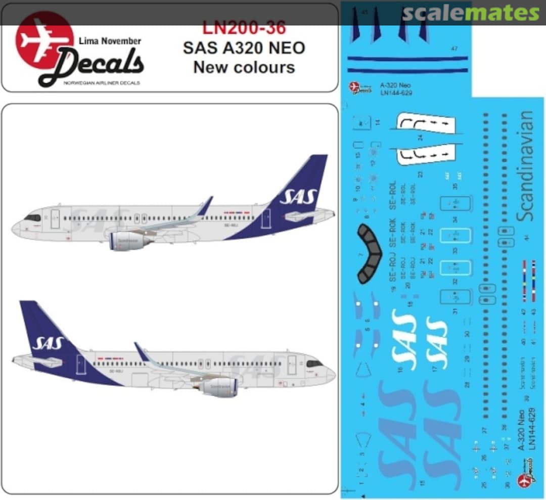 Boxart SAS new cs Airbus A320 NEO LN200-36 Lima November Decals Boxart SAS new cs Airbus A320 NEO LN200-36 Lima November Decals