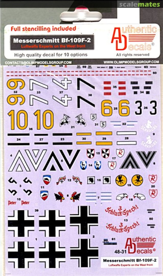 Boxart Messerschmitt Bf 109 F-2 48-31 Authentic Decals Boxart Messerschmitt Bf 109 F-2 48-31 Authentic Decals