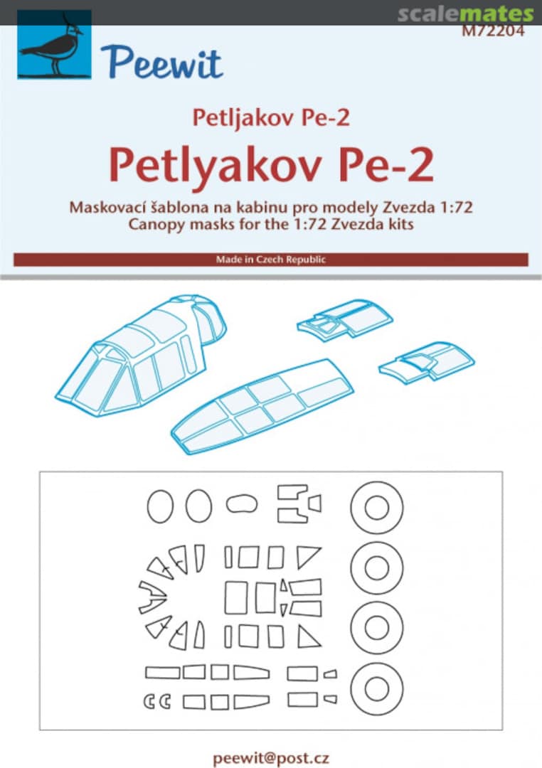 Boxart Petlyakov Pe-2 canopy mask M72204 Peewit Boxart Petlyakov Pe-2 canopy mask M72204 Peewit