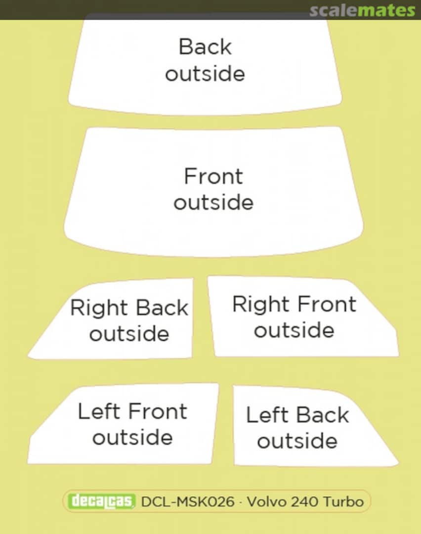 Contents Volvo 240 Turbo window frame masks DCL-MSK026 Decalcas