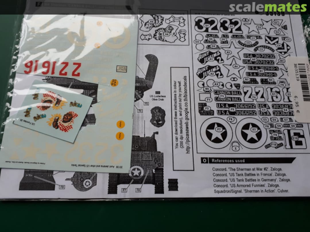 Boxart Aunt Jemima and other US Special Tanks 35139 Bison Decals Boxart Aunt Jemima and other US Special Tanks 35139 Bison Decals