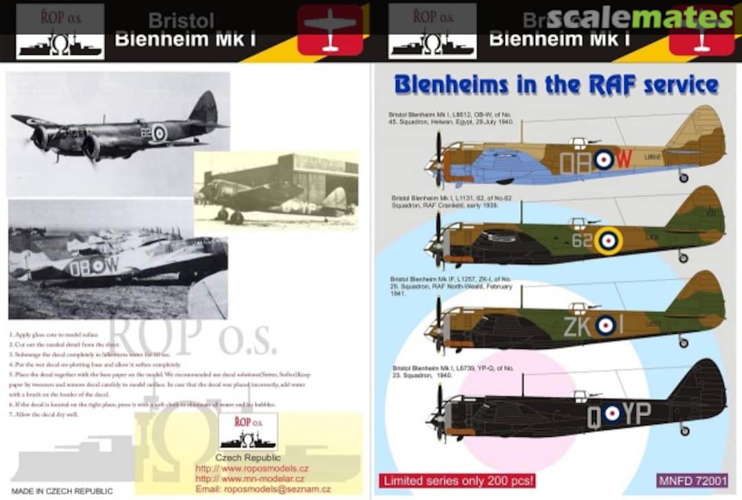 Boxart Blenheims int he RAF service MNFD 72001 ROP o.s. Samek Models Boxart Blenheims int he RAF service MNFD 72001 ROP o.s. Samek Models