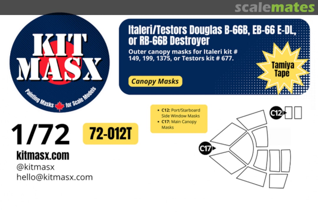 Boxart Douglas B-66B, EB-66E-DL or RB-66B Destroyer, canopy masks 72-012 Kit Masx