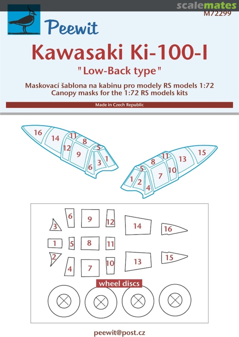 Boxart Canopy Mask: Kawasaki Ki-100-I „Low-Back type“ - RS Kits - M72299 Peewit