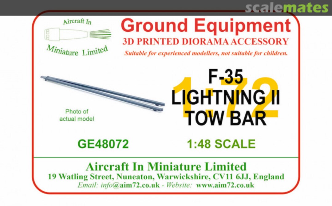 Boxart F-35 Lightning II Tow Bar GE48072 Aircraft In Miniature Ltd