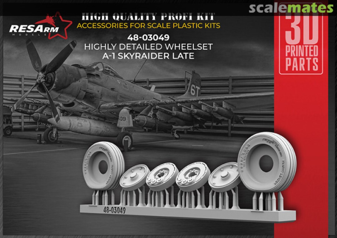 Boxart A-1 Skyraider (late) highly detailed wheel set 48-03049 RESArm Boxart A-1 Skyraider (late) highly detailed wheel set 48-03049 RESArm