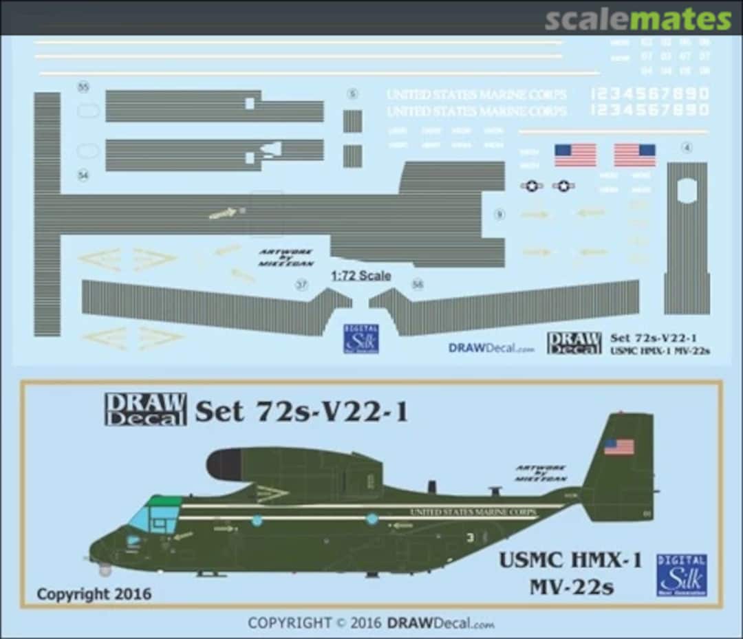 Boxart USMC HMX-1 (MV-22) Presidential Ospreys 72-V22-01 Draw Decal Boxart USMC HMX-1 (MV-22) Presidential Ospreys 72-V22-01 Draw Decal