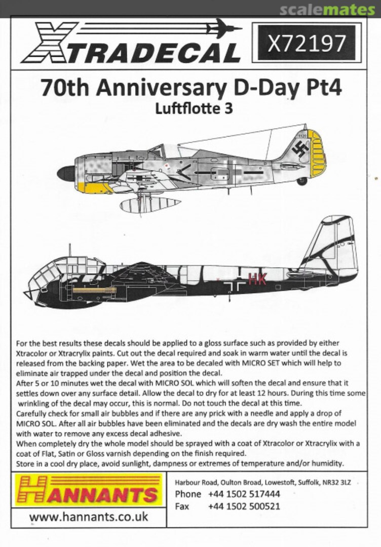 Boxart 70th Anniversary D-Day Part 4 - Luftflotte 3 X72197 Xtradecal Boxart 70th Anniversary D-Day Part 4 - Luftflotte 3 X72197 Xtradecal