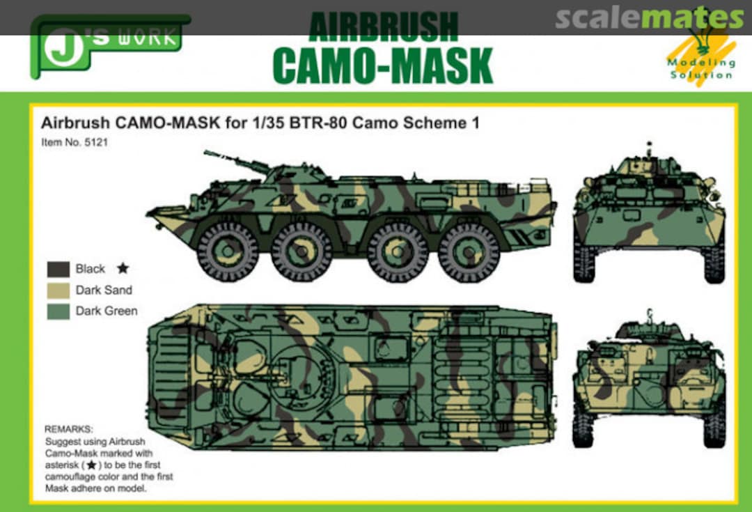Boxart Airbrush Camo-Mask for BTR-80 Camouflage Scheme 1 PPA5121 J's Work Boxart Airbrush Camo-Mask for BTR-80 Camouflage Scheme 1 PPA5121 J's Work