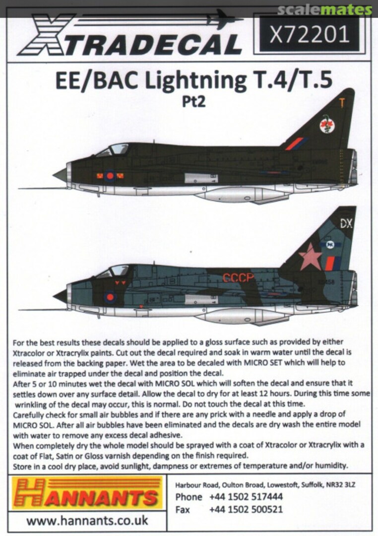 Boxart EE/BAC Lightning T.4/T.5 Part 2 X72-201 Xtradecal Boxart EE/BAC Lightning T.4/T.5 Part 2 X72-201 Xtradecal