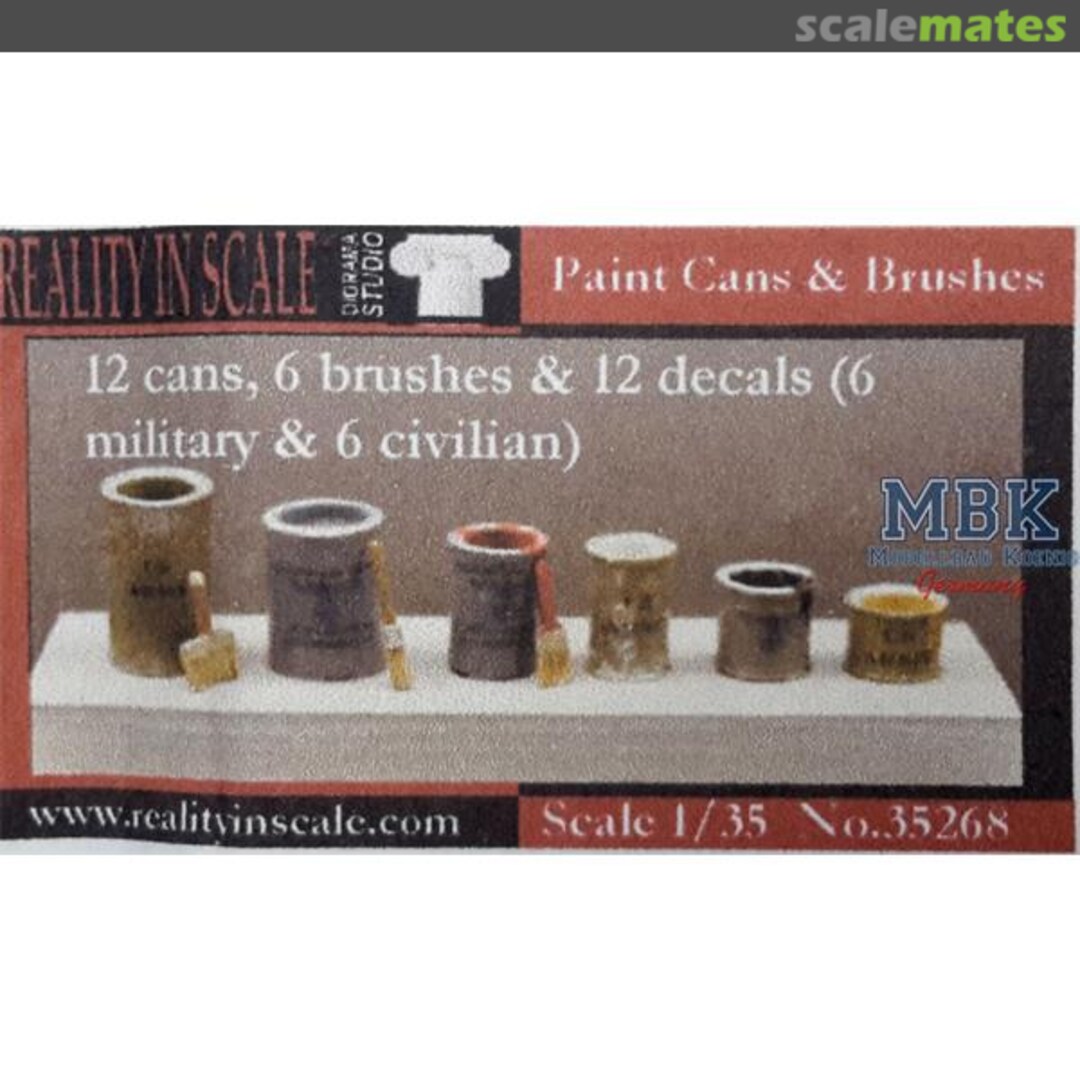 Boxart Paint Cans and Brushes 35268 Reality in Scale Boxart Paint Cans and Brushes 35268 Reality in Scale