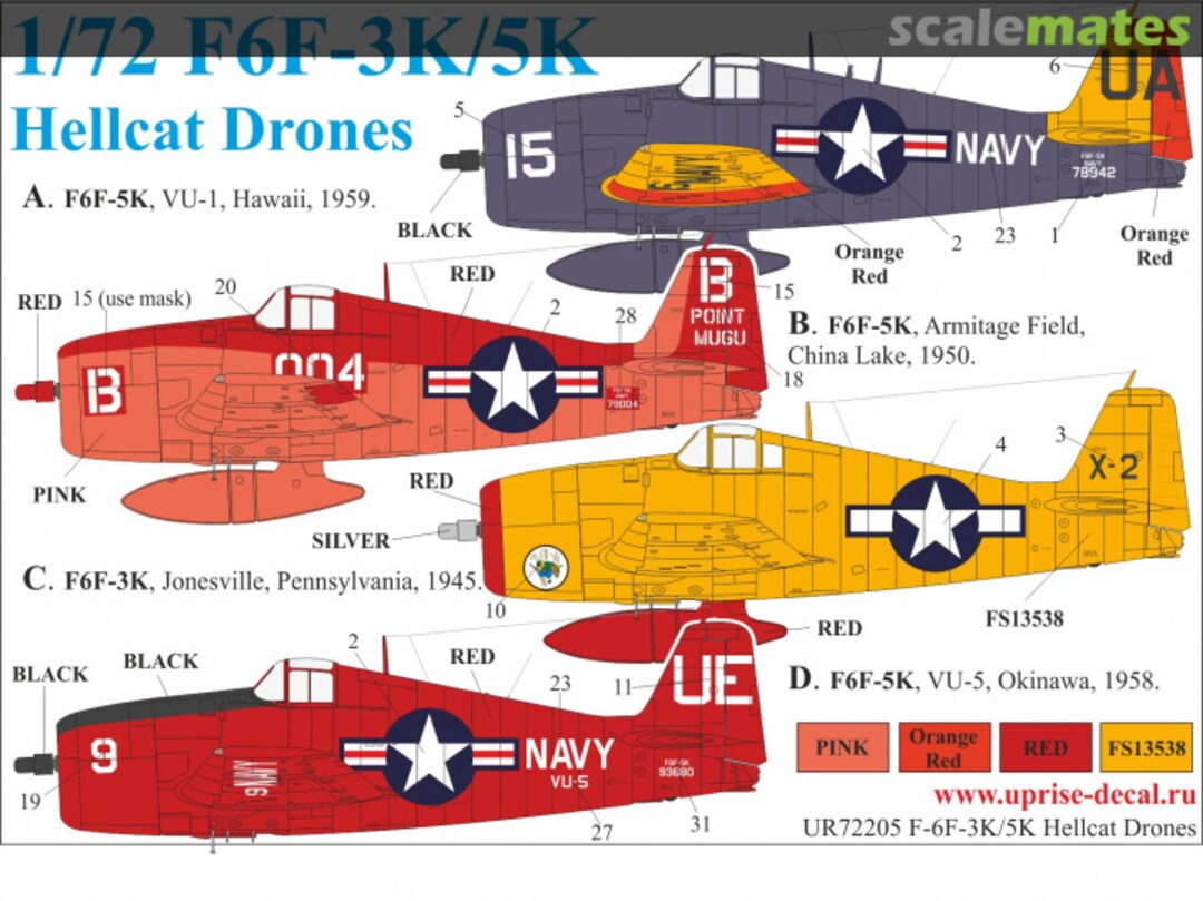Boxart F6F-3K/5K Hellcat Drones with stencils UR72205 UpRise Decal Boxart F6F-3K/5K Hellcat Drones with stencils UR72205 UpRise Decal