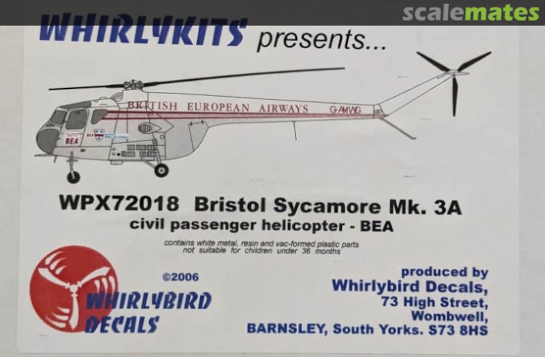Boxart Bristol Sycamore Mk. 3A Civil Passenger Helicopter - BEA WPX72018 Whirlykits Boxart Bristol Sycamore Mk. 3A Civil Passenger Helicopter - BEA WPX72018 Whirlykits