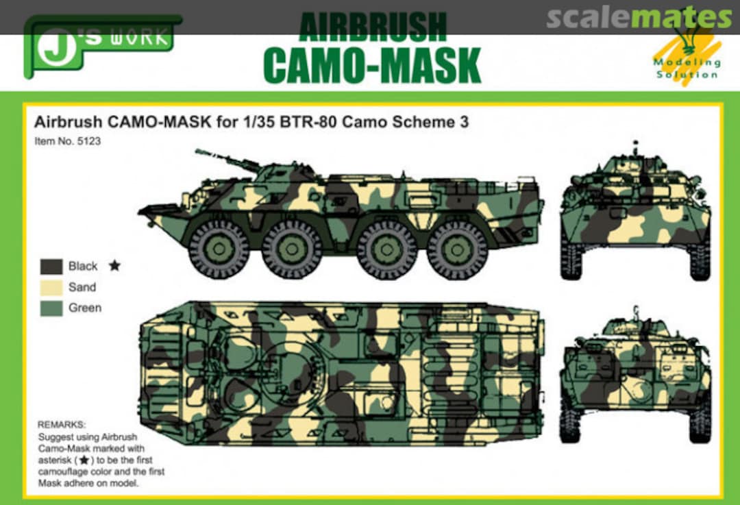 Boxart Airbrush Camo-Mask for BTR-80 Camouflage Scheme 3 PPA5123 J's Work Boxart Airbrush Camo-Mask for BTR-80 Camouflage Scheme 3 PPA5123 J's Work