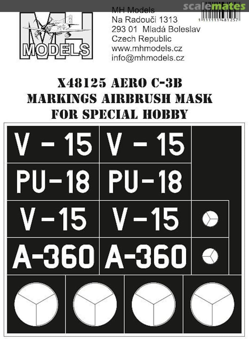 Boxart Aero C-3B Markings Airbrush Mask X48125 MH Models Boxart Aero C-3B Markings Airbrush Mask X48125 MH Models