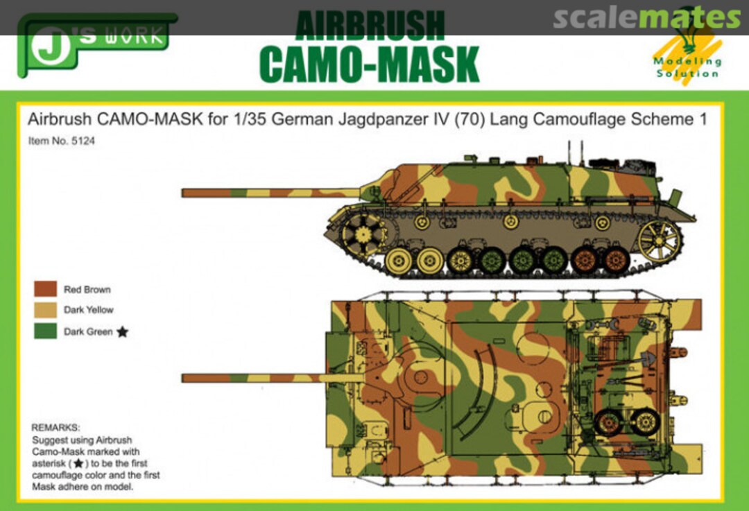 Boxart Airbrush Camo-Mask for German Jagdpanzer IV (70) Lang Camouflage Scheme 1 PPA5124 J's Work