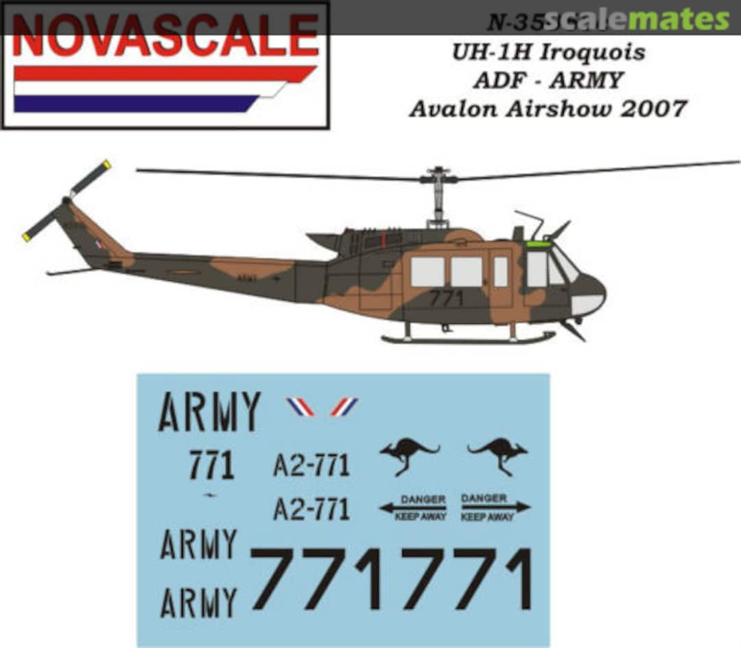 Boxart Bell UH-1H "Huey" Helicopters A.D.F. (Army) N-35063c Novascale Boxart Bell UH-1H "Huey" Helicopters A.D.F. (Army) N-35063c Novascale