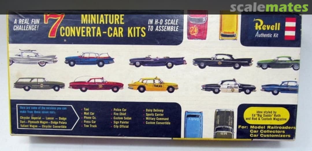 Boxart 7 Miniature Convert-A-Car Kits T-6019:198 Revell Boxart 7 Miniature Convert-A-Car Kits T-6019:198 Revell