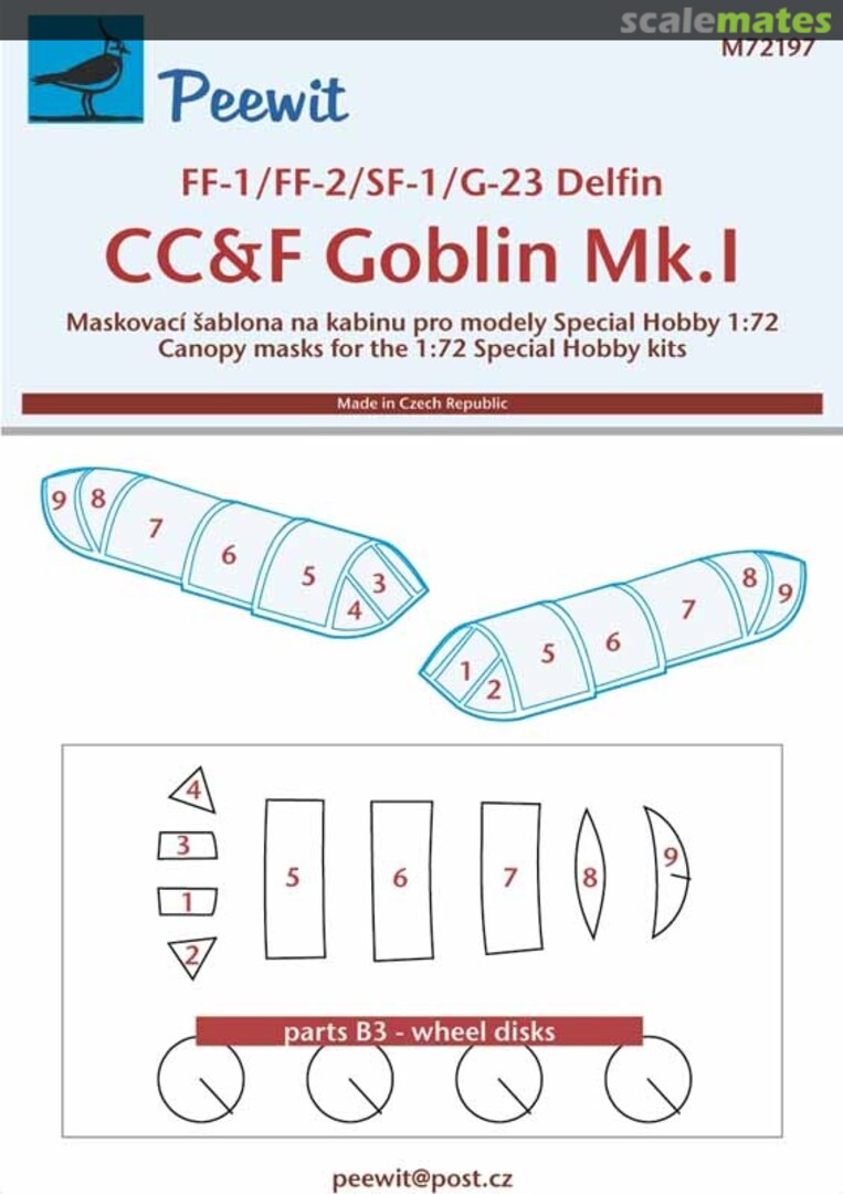 Boxart Grumman FF-1/FF-2/SF-1/G-23 Delfin/CC&F Goblin Mk.I Canopy Mask M72197 Peewit Boxart Grumman FF-1/FF-2/SF-1/G-23 Delfin/CC&F Goblin Mk.I Canopy Mask M72197 Peewit