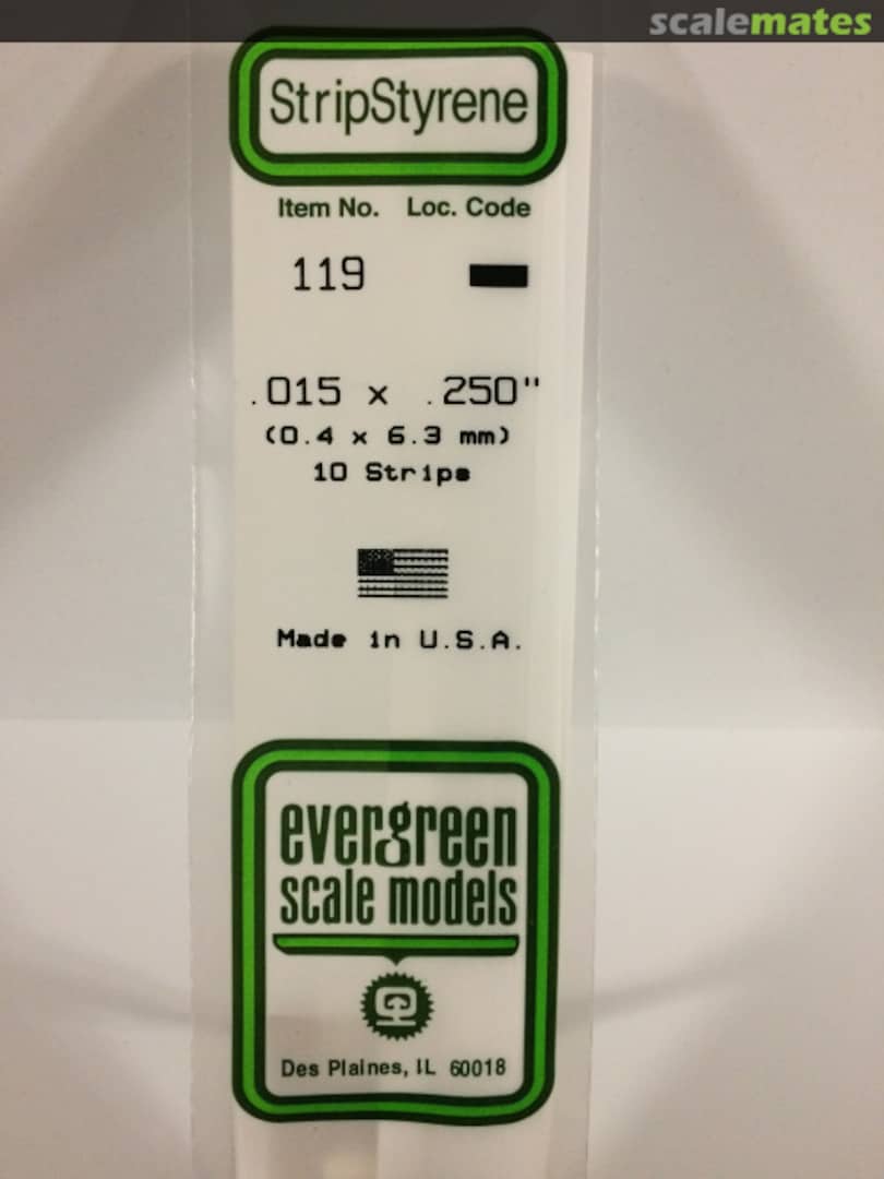 Boxart 0.015" x 0.250" Opaque White Polystyrene Strips 119 Evergreen Scale Models