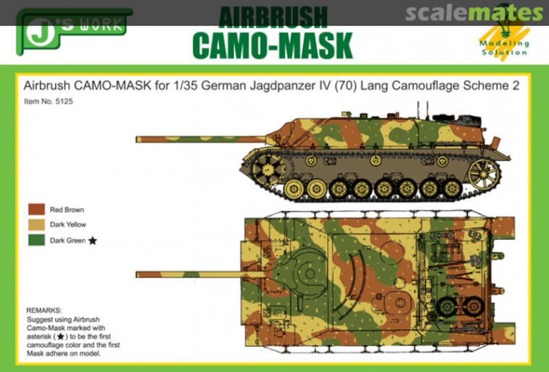Boxart Airbrush Camo-Mask for German Jagdpanzer IV (70) Lang Camouflage Scheme 2 PPA5125 J's Work