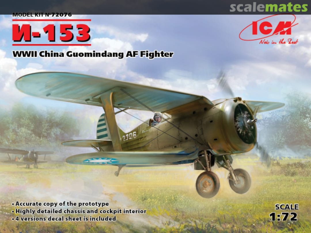 Boxart I-153 WWII China Guomindang AF Fighter 72076 ICM Boxart I-153 WWII China Guomindang AF Fighter 72076 ICM