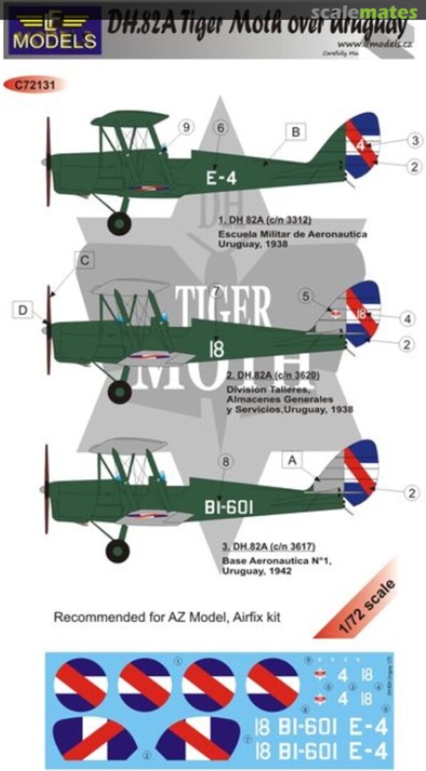 Boxart de Havilland DH.82A Tiger Moth over Uruguay C72131 LF Models Boxart de Havilland DH.82A Tiger Moth over Uruguay C72131 LF Models