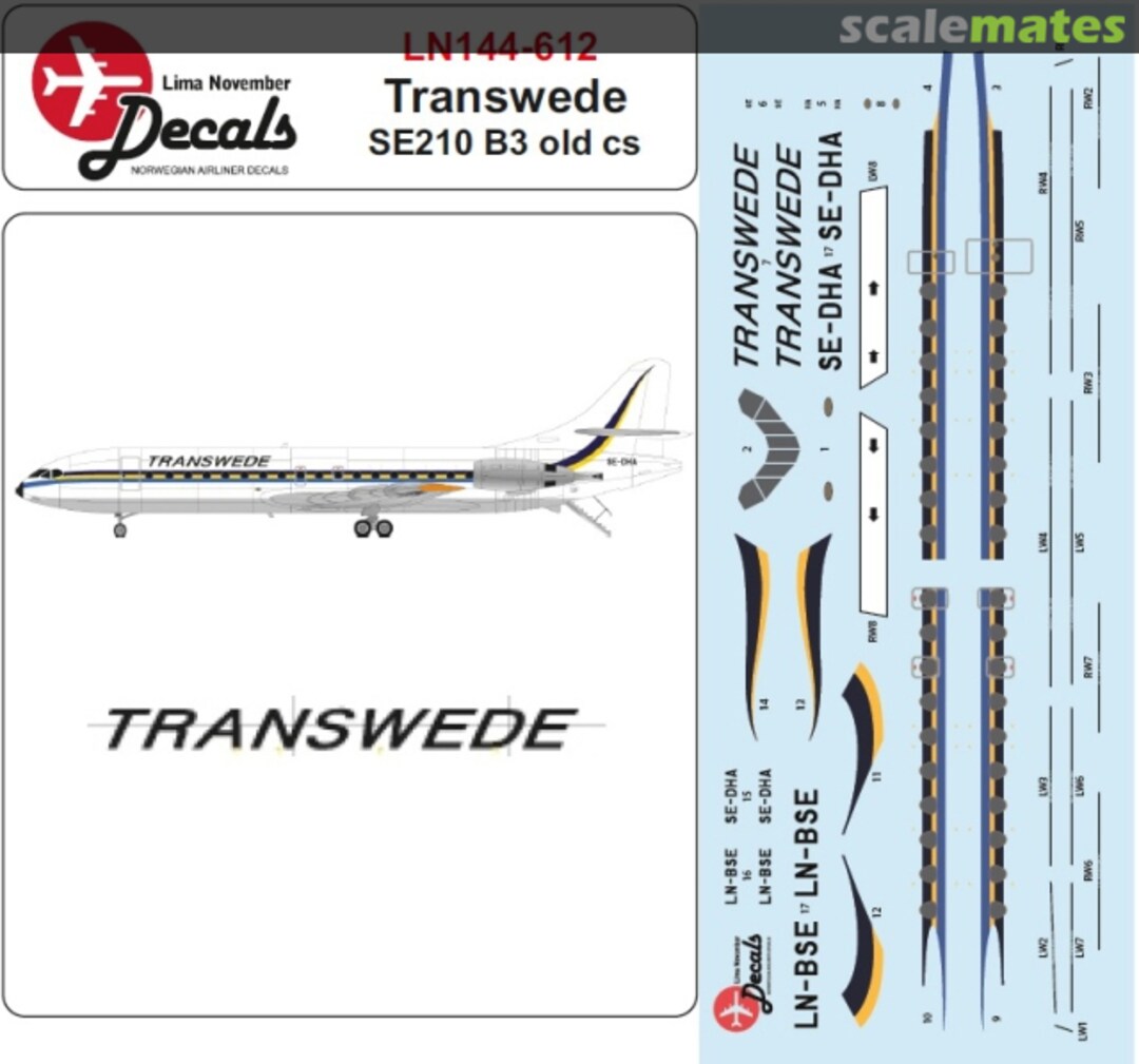 Boxart Transwede old cs Sud-Aviation SE-210 B3 LN144-612 Lima November Decals Boxart Transwede old cs Sud-Aviation SE-210 B3 LN144-612 Lima November Decals