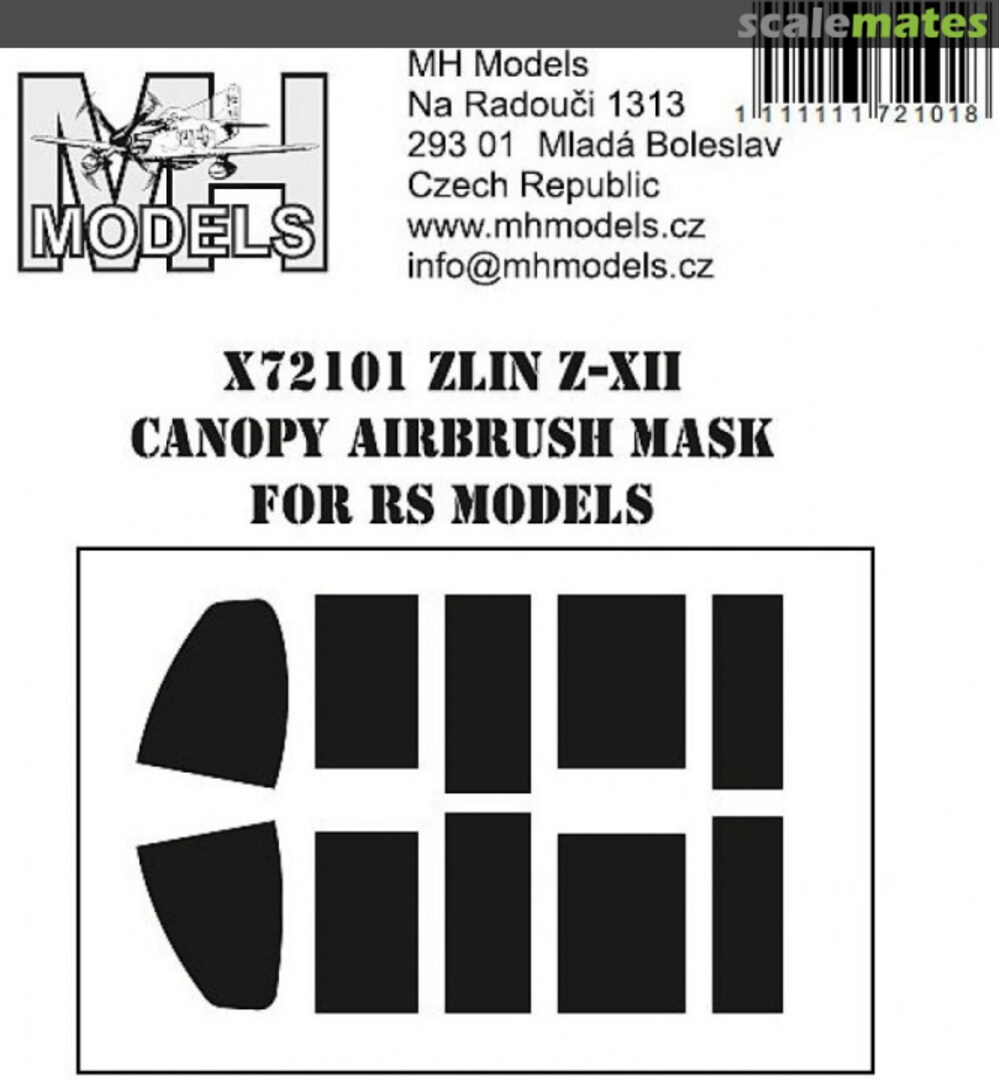 Boxart Zlin Z-XII Canopy Airbrush Mask X72101 MH Models