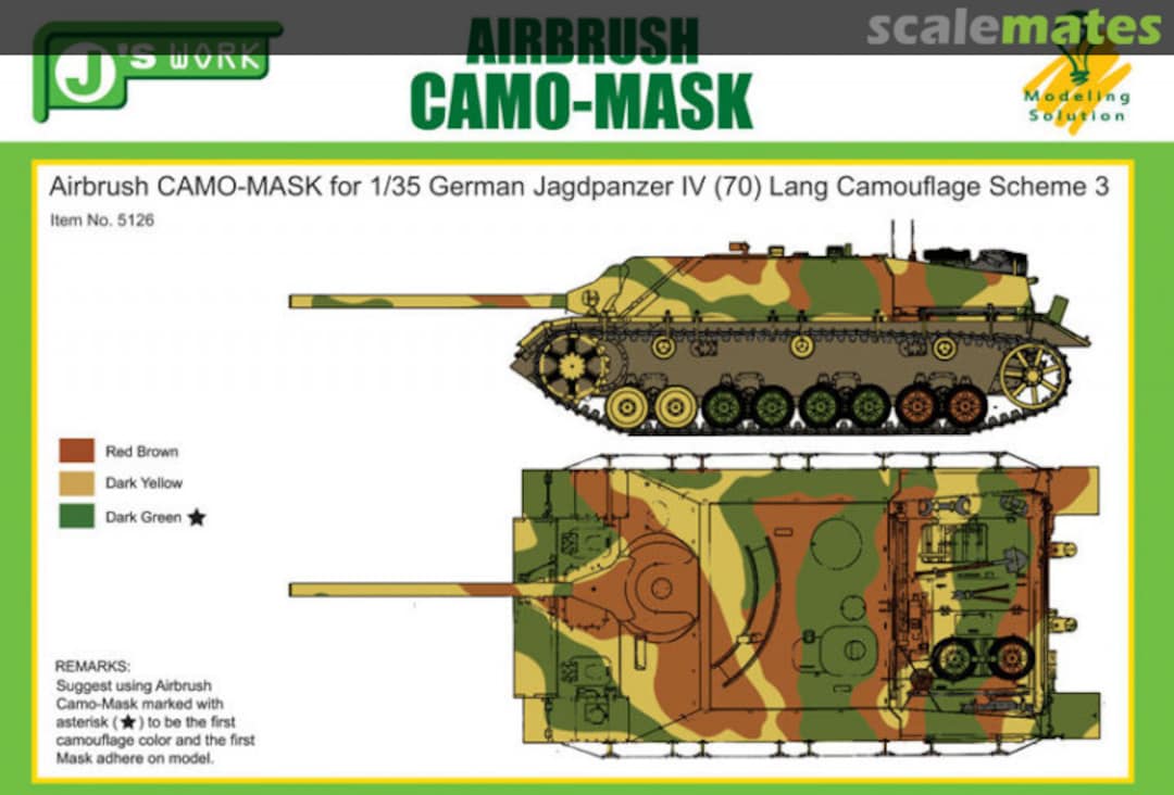 Boxart Airbrush Camo-Mask for German Jagdpanzer IV (70) Lang Camouflage Scheme 3 PPA5126 J's Work Boxart Airbrush Camo-Mask for German Jagdpanzer IV (70) Lang Camouflage Scheme 3 PPA5126 J's Work