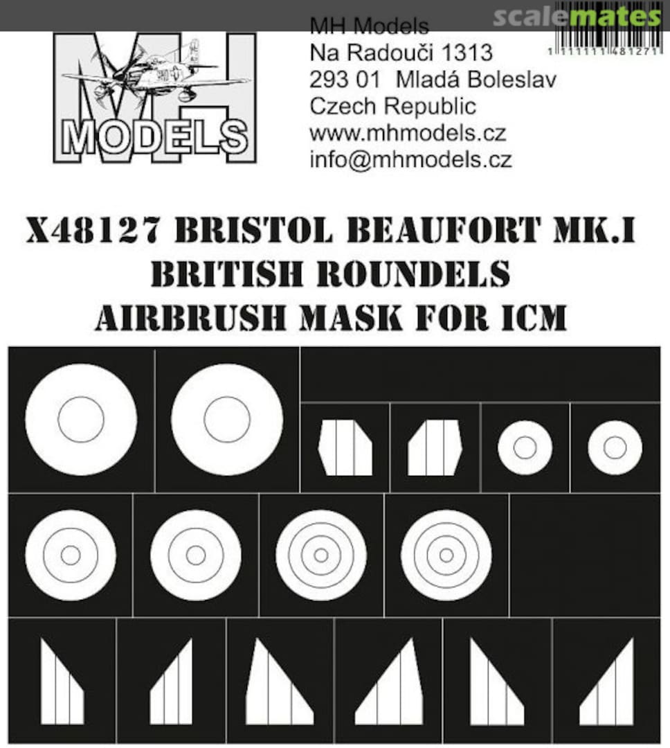 Boxart Bristol Beaufort Mk.I British Roundels Airbrush Mask X48127 MH Models Boxart Bristol Beaufort Mk.I British Roundels Airbrush Mask X48127 MH Models