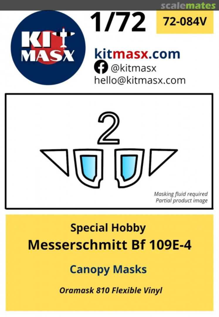 Boxart Messerschmitt Bf 109E-4 Canopy Masks 72-084V Kit Masx Boxart Messerschmitt Bf 109E-4 Canopy Masks 72-084V Kit Masx