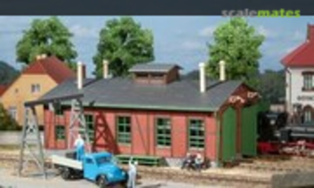 Lokschuppen für Schmalspurbahnen mit Bockkran (Auhagen 11355)