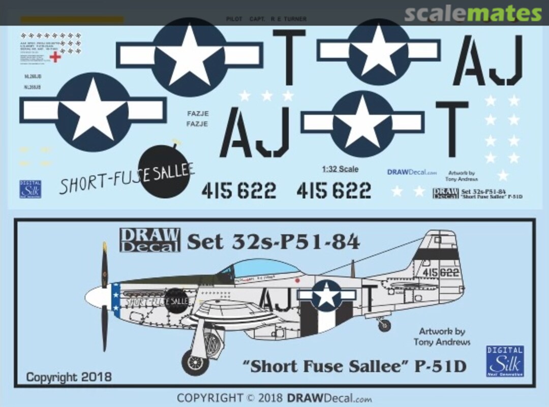Boxart “Short-Fuse Sallee” P-51D 32-P51-84 Draw Decal Boxart “Short-Fuse Sallee” P-51D 32-P51-84 Draw Decal