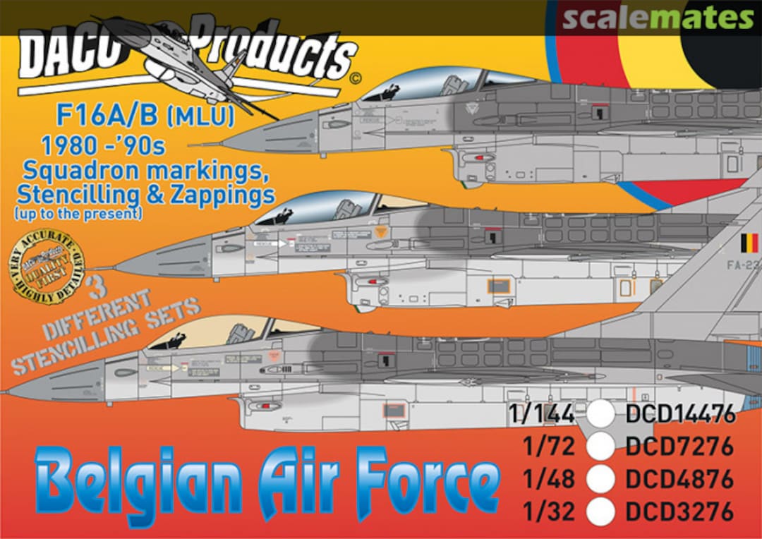 Boxart F16A/N (MLU) 1980 -'90s Squadron markings, stencelling & zappings DCD3276 Daco Products