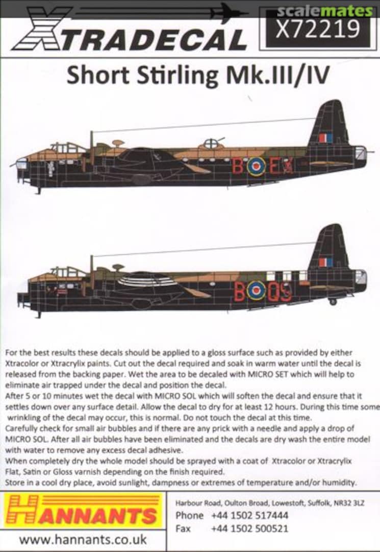 Boxart Shorts Stirling Mk.III and Mk.IV X72-219 Xtradecal Boxart Shorts Stirling Mk.III and Mk.IV X72-219 Xtradecal