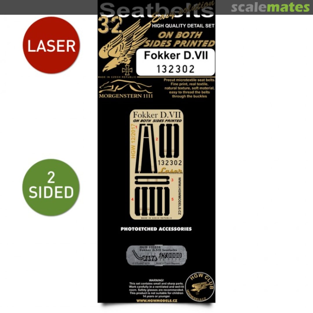 Boxart Fokker D.VII - Double-sided Seatbelts 132302 HGW Models Boxart Fokker D.VII - Double-sided Seatbelts 132302 HGW Models