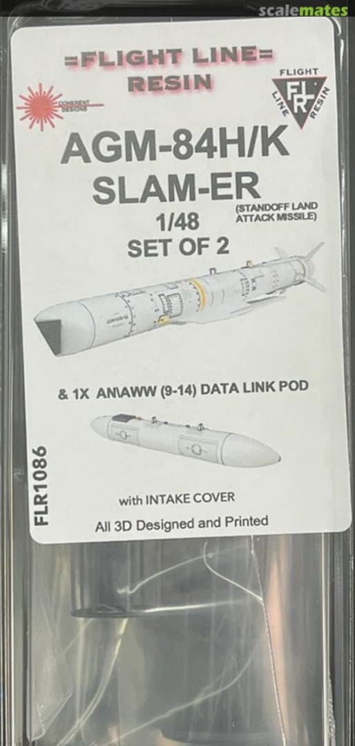 Boxart AGM-84H/K SLAM-ER Set of 2 w/ one AN/AWW Data link pod FLR1086 Flight Line Resin Boxart AGM-84H/K SLAM-ER Set of 2 w/ one AN/AWW Data link pod FLR1086 Flight Line Resin